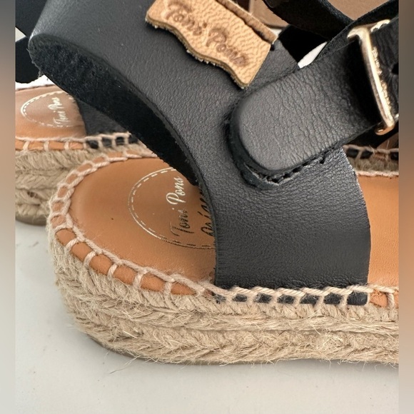 Toni Pons Women's Emma Espadrille Wedge Sandal 38, Black Leather - Picture 4 of 8